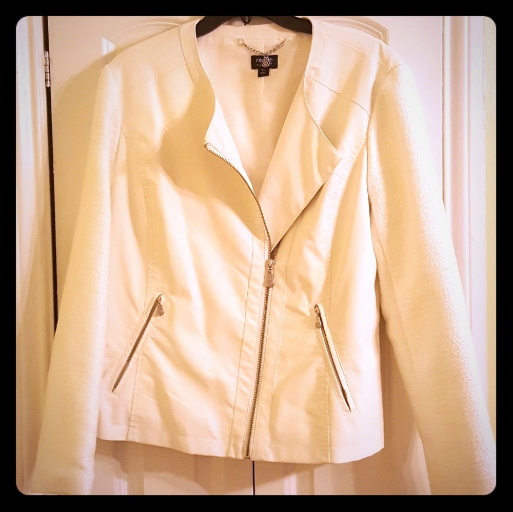 NWOT Nicole Miller White Moto Jacket